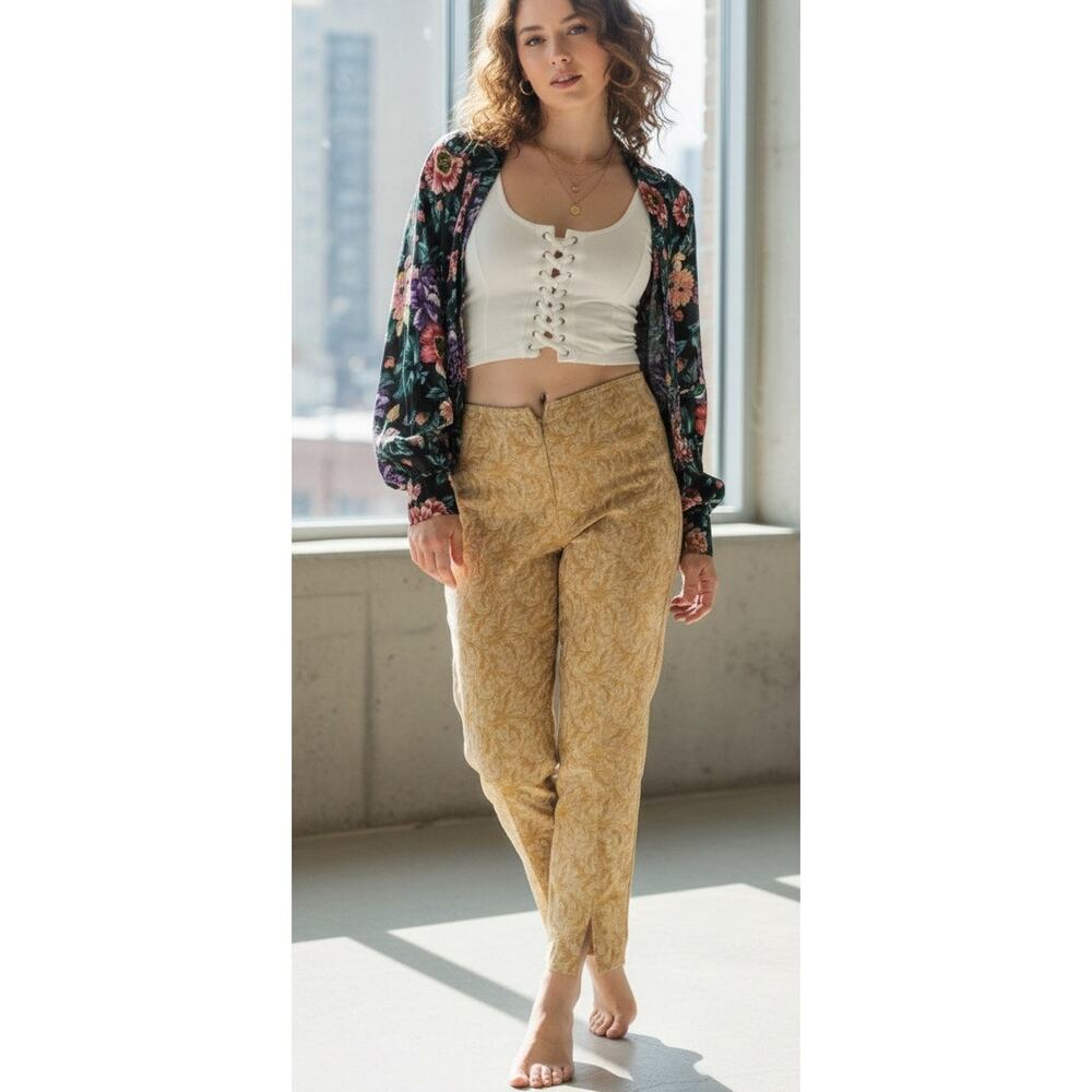 Vintage brocade tapestry cropped pants